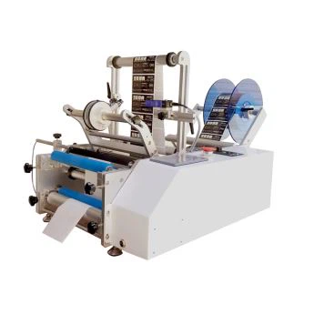 Semi Automatisk pappersklistermärke märkningsmaskin för rund flaskburk